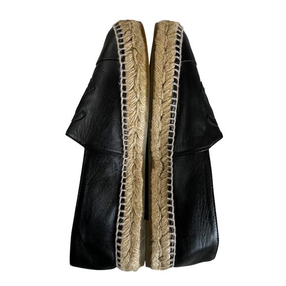 Chanel Black Leather Interlocking CC Logo Espadrilles Flats Size EU 39 - Picture 4 of 14